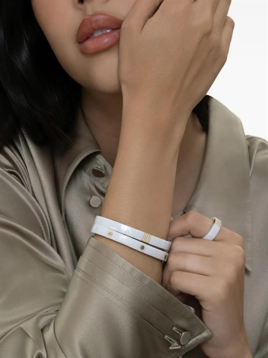 Demeglio White Ceramic & 18KT Yellow Gold Bracelet