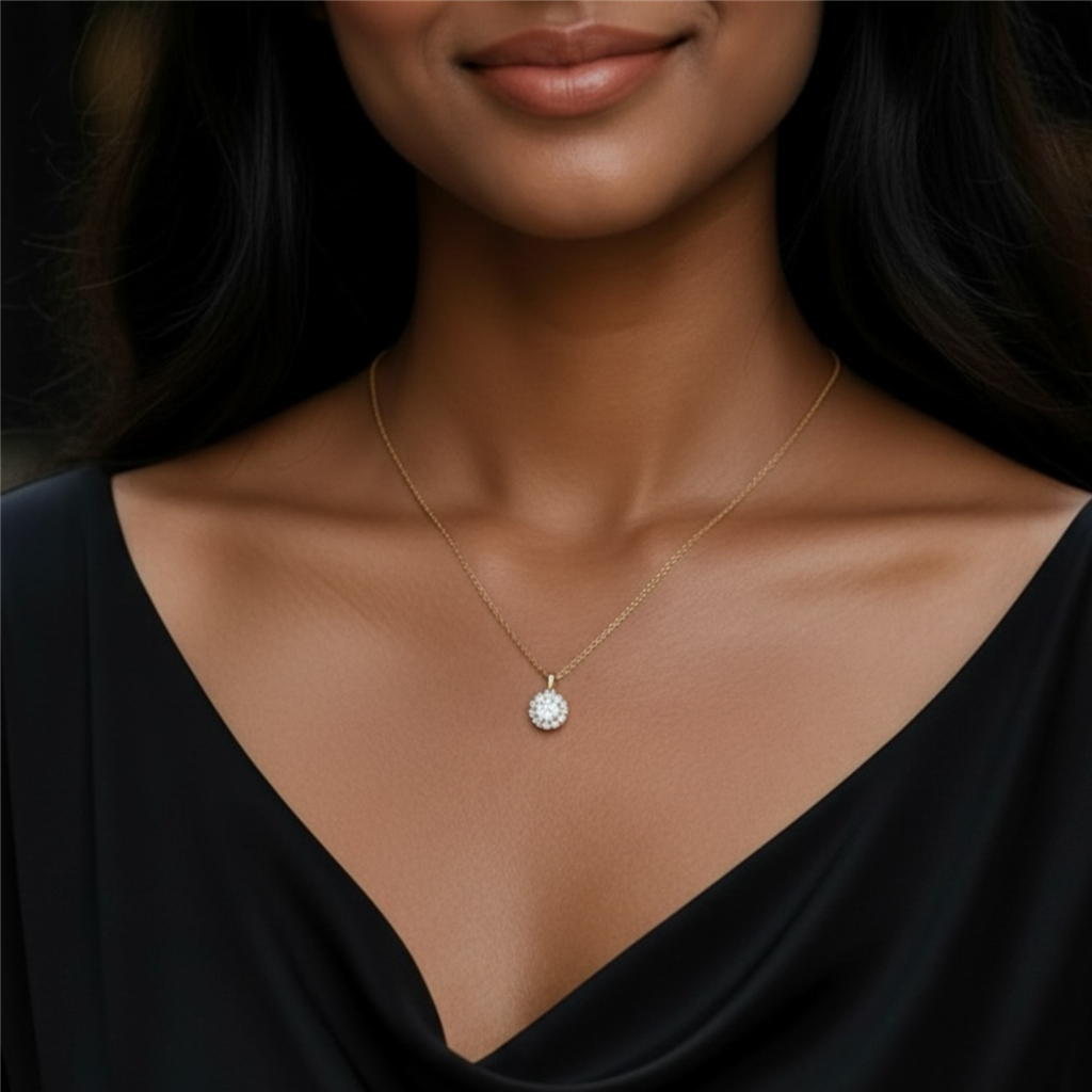 Eternity Round Diamond Halo Pendant
