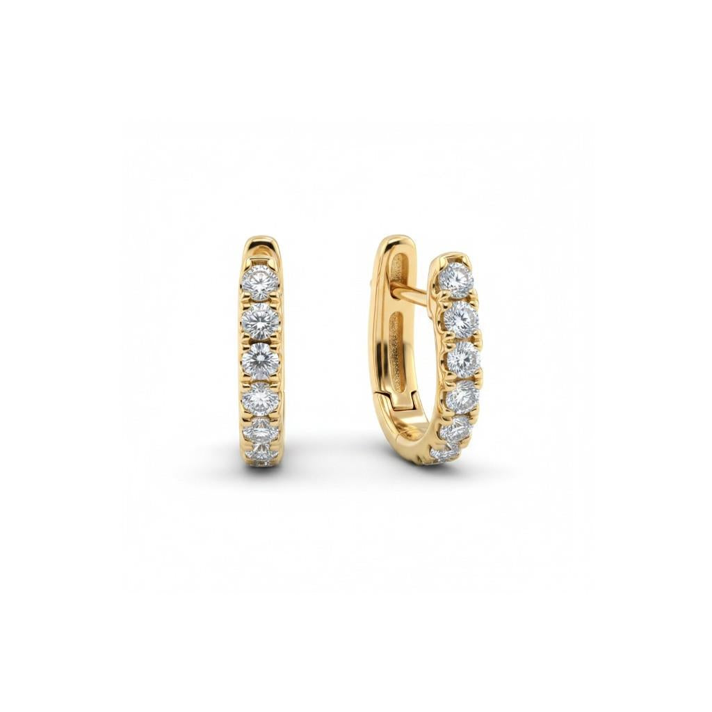 18K Yellow Gold Diamond Huggie Hoop Earrings | 0.50ct