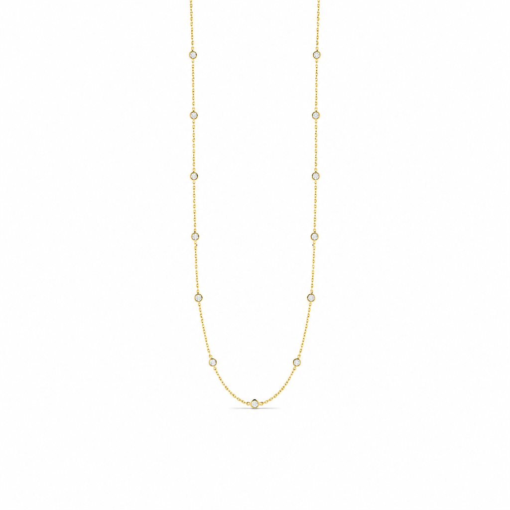 18 kt Yellow Gold 13 Station Diamond Necklace