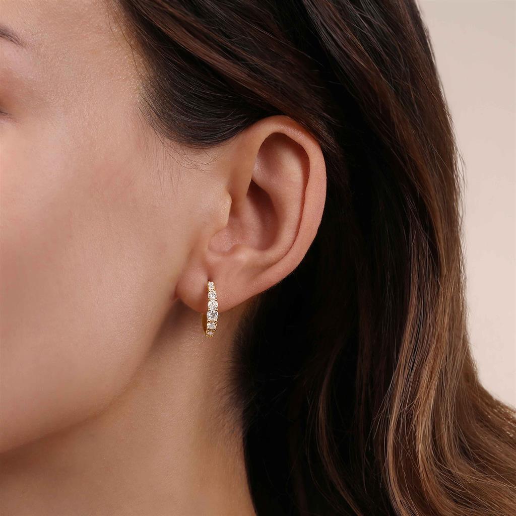 14KT Yellow Gold Graduated Diamond Hoop Earrings