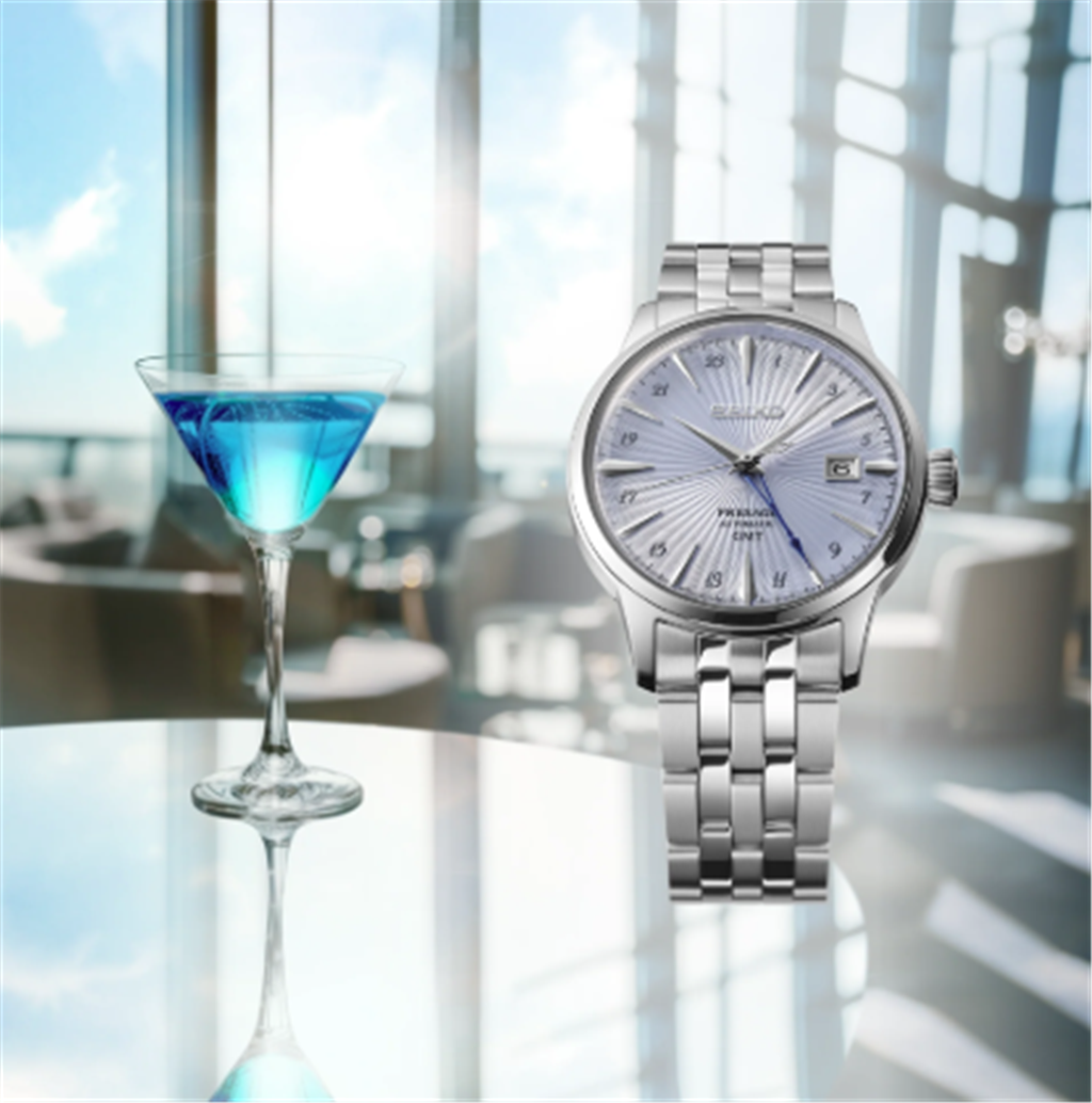 Seiko Presage Cocktail Time Stainless Steel Blue Index & Arabic Dial Watch – Ref. SSK037