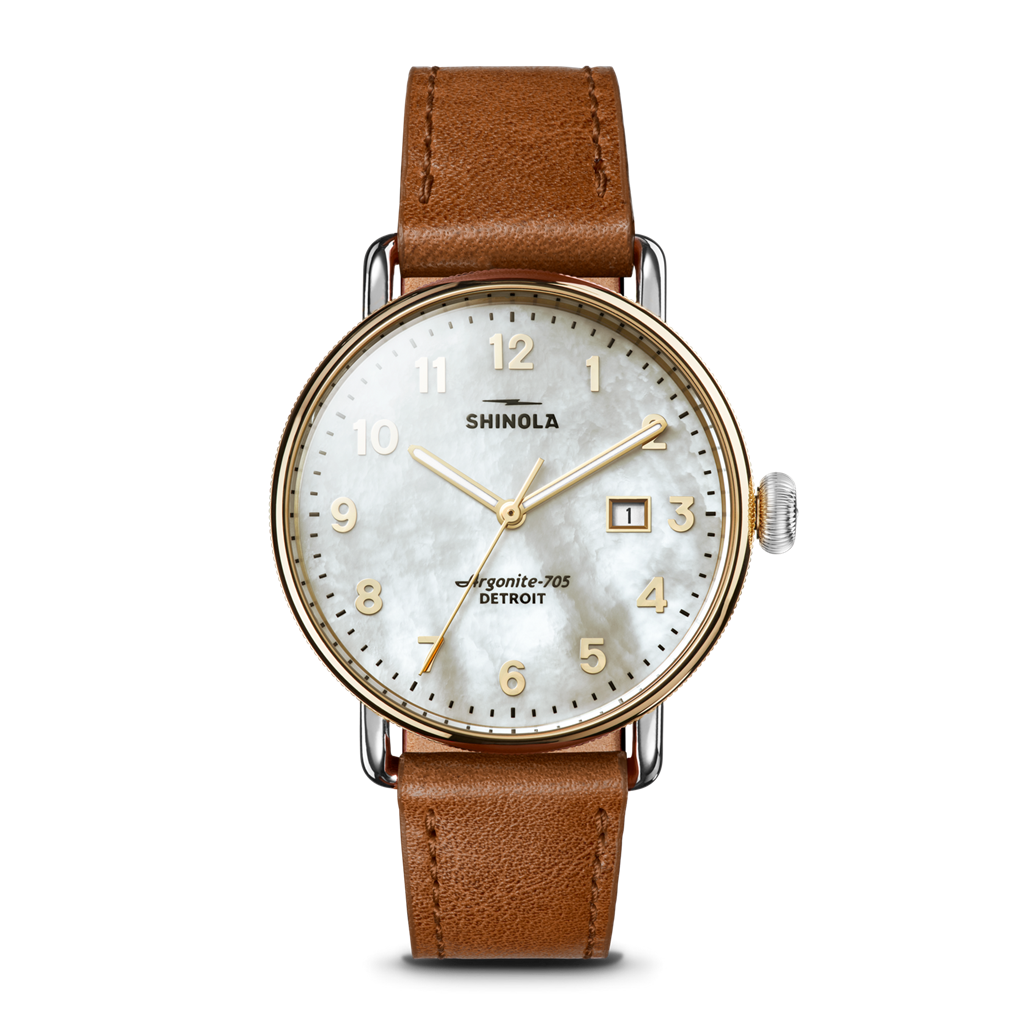 Shinola S0120315244 Canfield 38mm Mother of Pearl Arabic Dial Tan