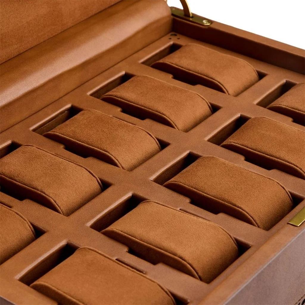 WOLF 1834 441006 Brogue 10 Piece Watch Box in Burnished Brown