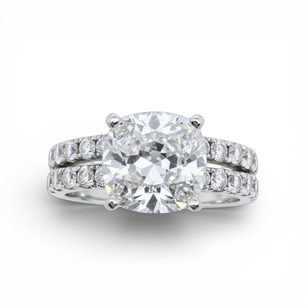 14KT White Gold Cushion-Cut Diamond Wedding Set