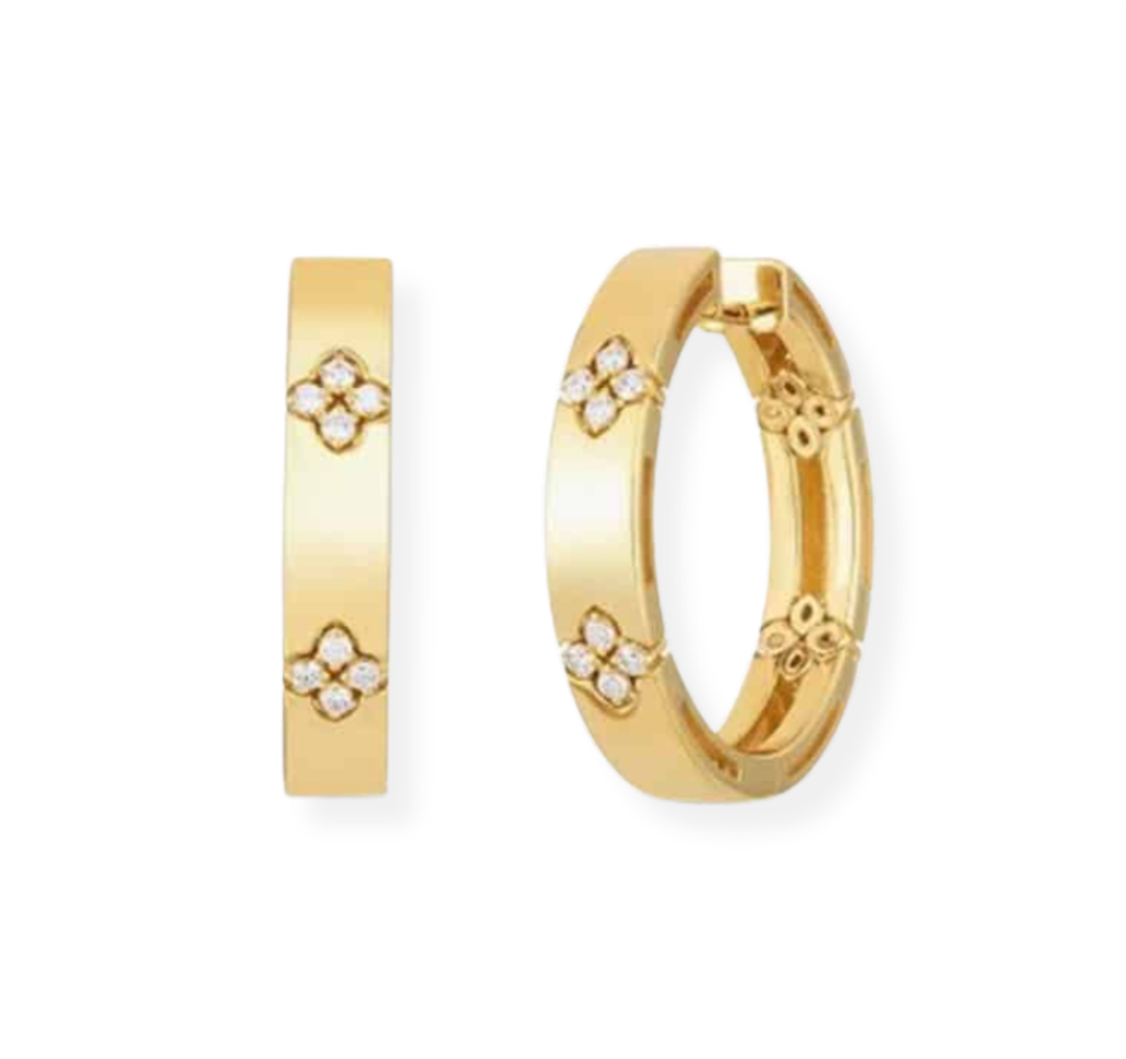 18kt Yellow Gold 20mm 'Love in Verona' Diamond Hoop Earrings