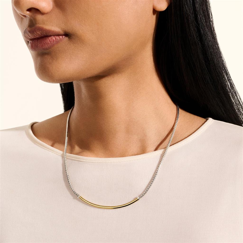 Ladies Sterling Silver & 14kt Yellow Gold 2.5mm Mini Chain Necklace NZZ98719X16-18