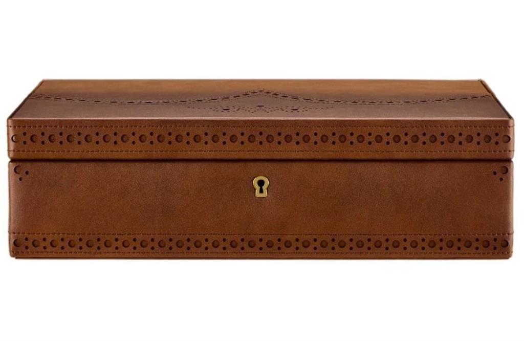WOLF 1834 441006 Brogue 10 Piece Watch Box in Burnished Brown