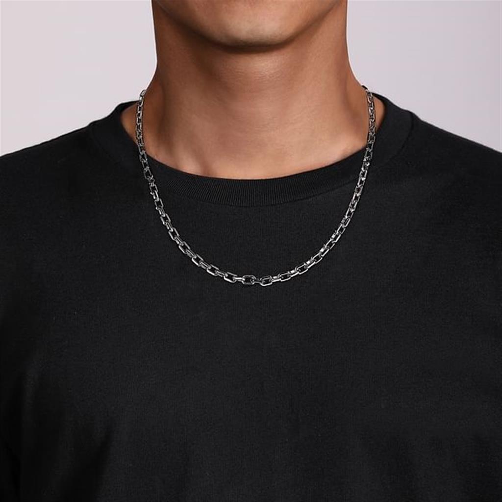 22" 925 Sterling Silver Solid Faceted Link Chain Necklace