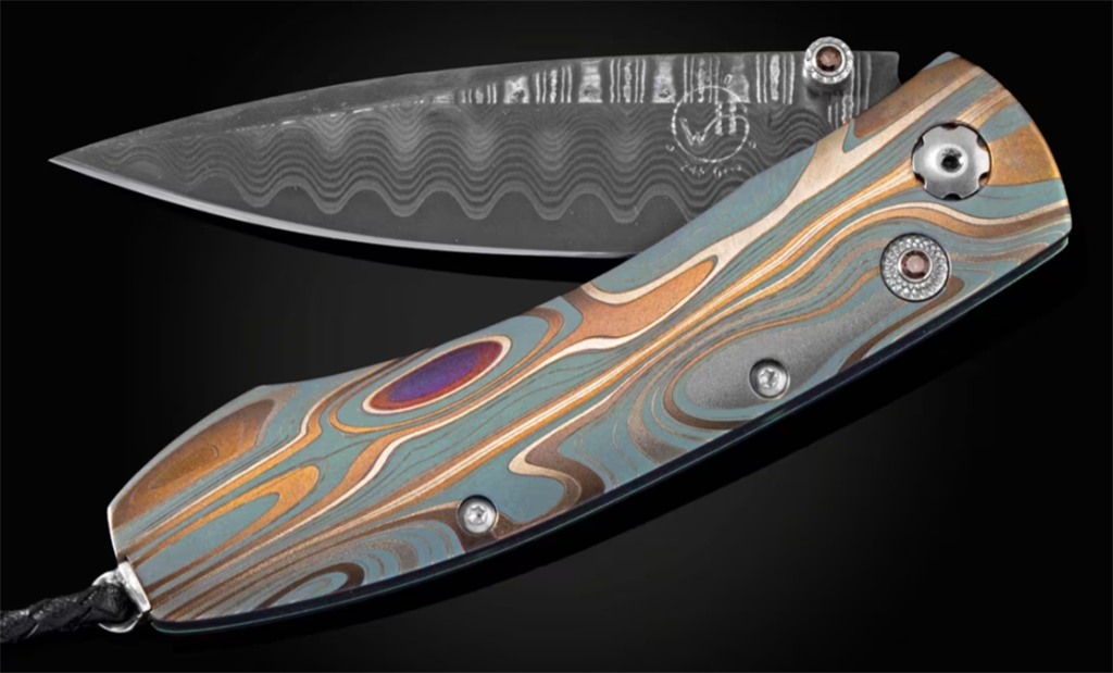Williamn Henry Monarch āGolden Wave' Laser-engraved Titanium Pocketknife
