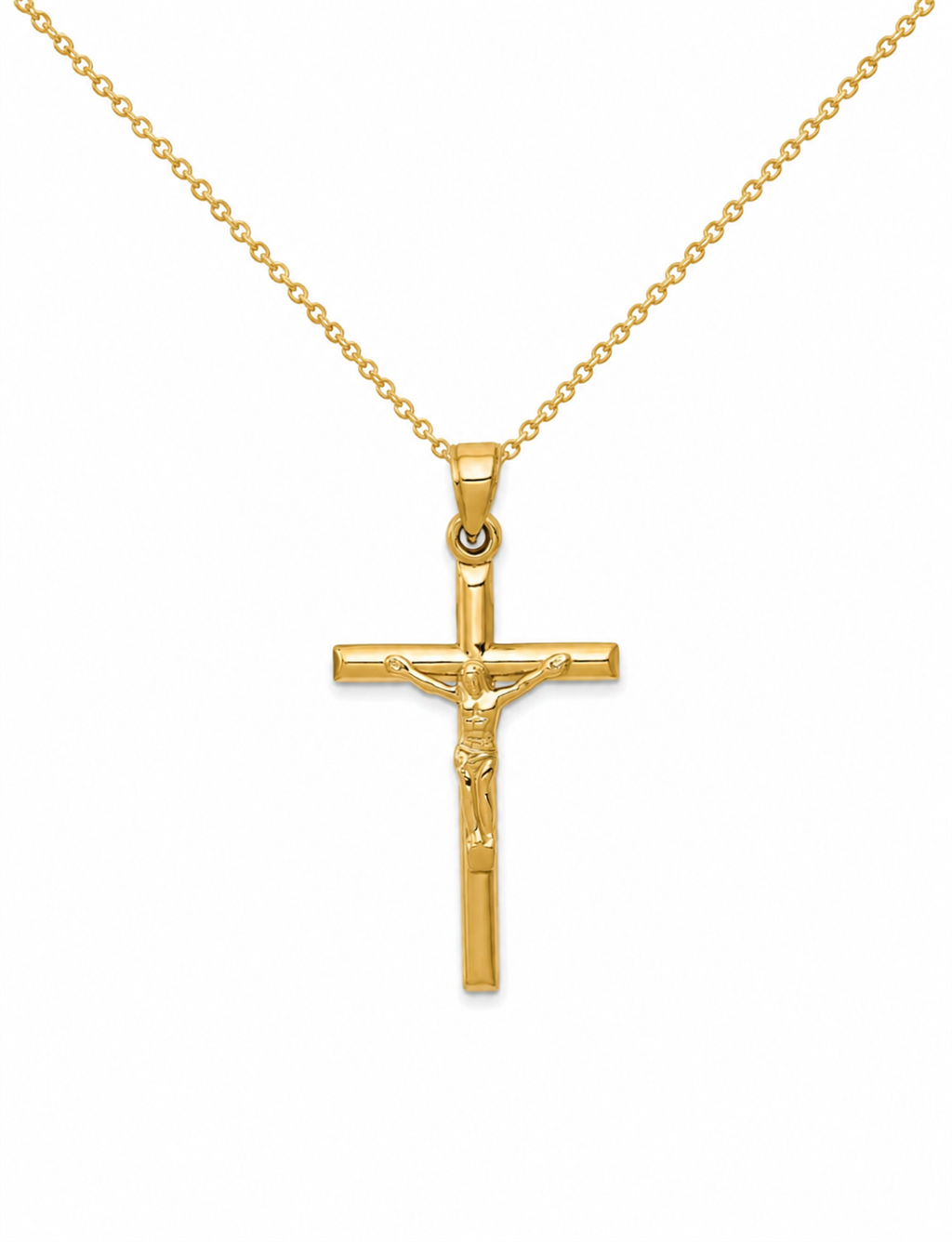 14KT Yellow Gold Hollow Crucifix Pendant
