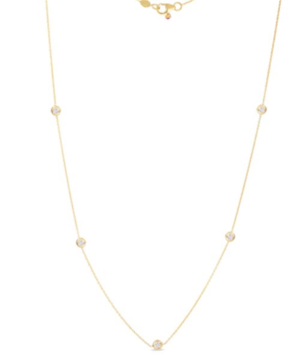 18K Yellow Gold 7-Station Diamond Necklace