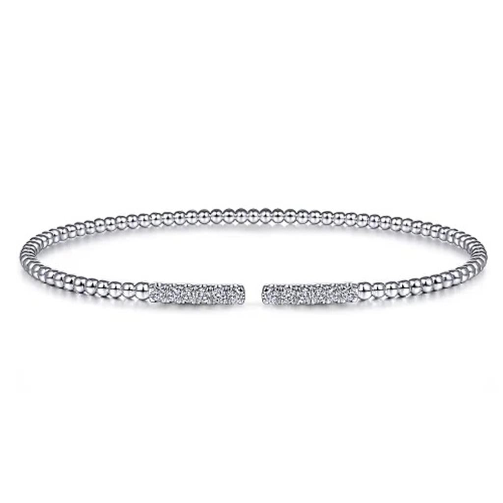 14K White Gold Bujukan Diamond Bars Bangle