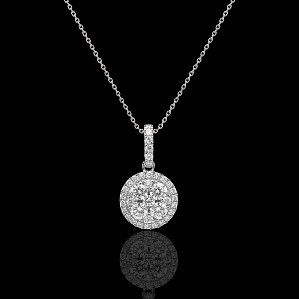 Eternity Diamond Cluster Halo Necklace