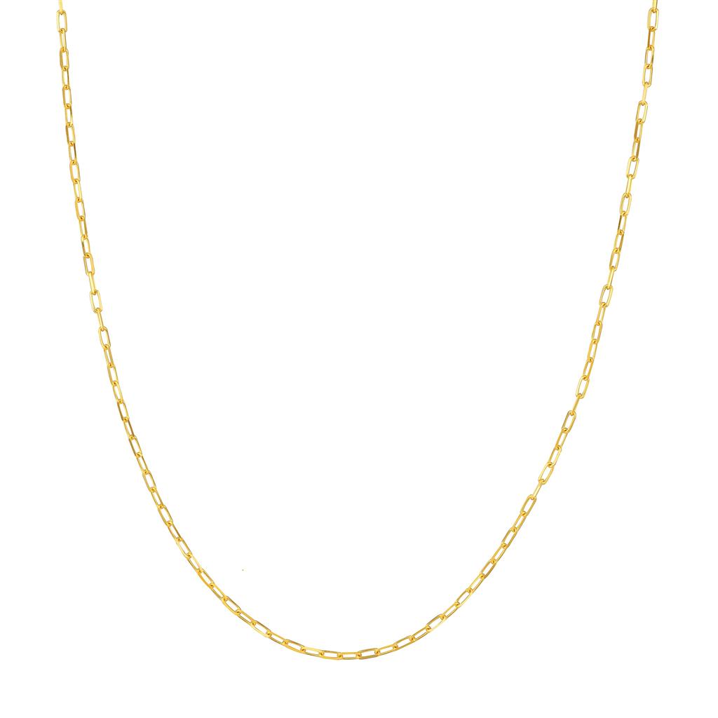 14K Yellow Gold 1.95mm Diamond-Cut Paperclip Chain Necklace | 16 Inch