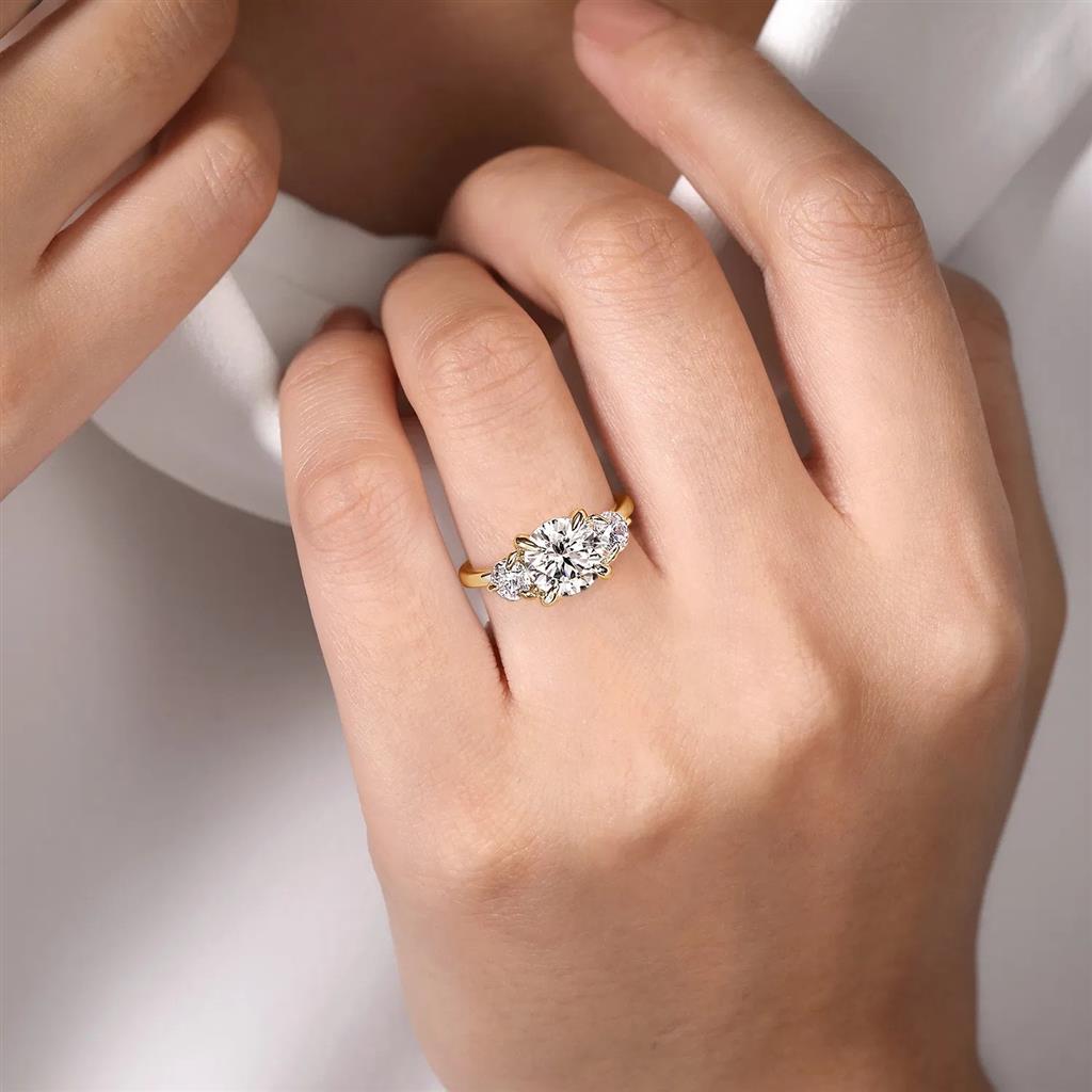 14kt Yellow Gold 3-Stone Diamond Semi-Mounting