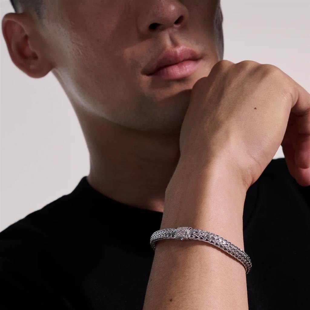 Sterling Silver 6.5mm Classic Chain Diamond Bracelet