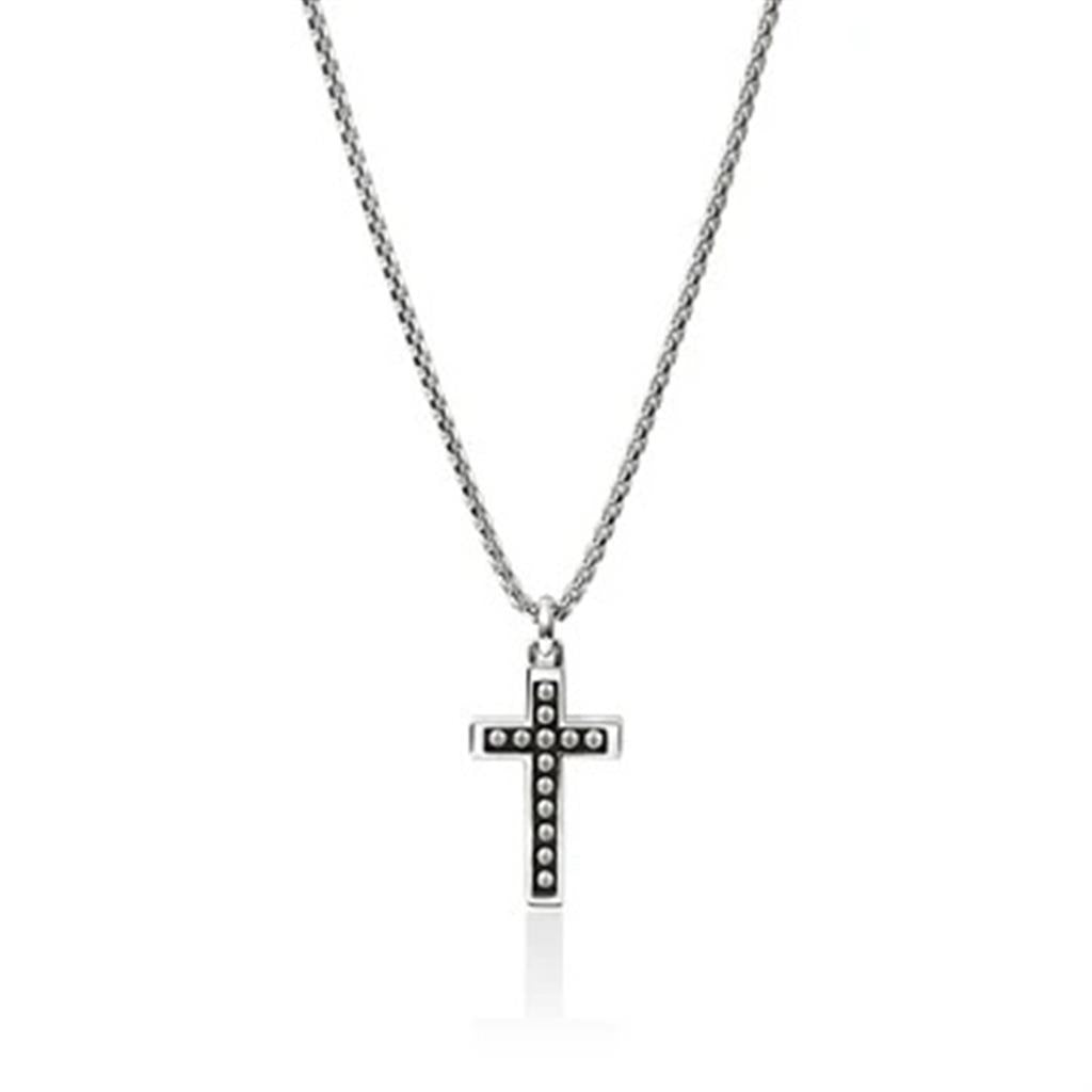Sterling Silver Nailhead Cross Pendant Necklace – 22"