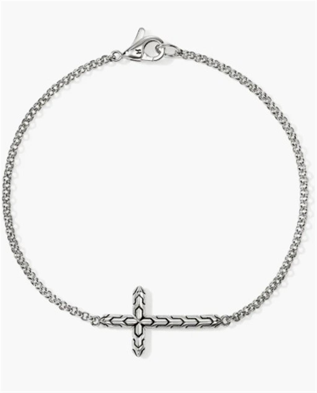 Sterling Silver Mini Rolo Chain Essential Cross Bracelet BU98941XUM