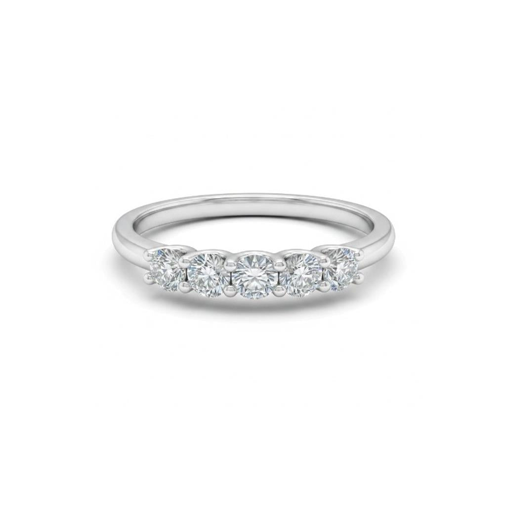 14K White Gold 5 Stone Diamond Wedding Band | 0.40ct