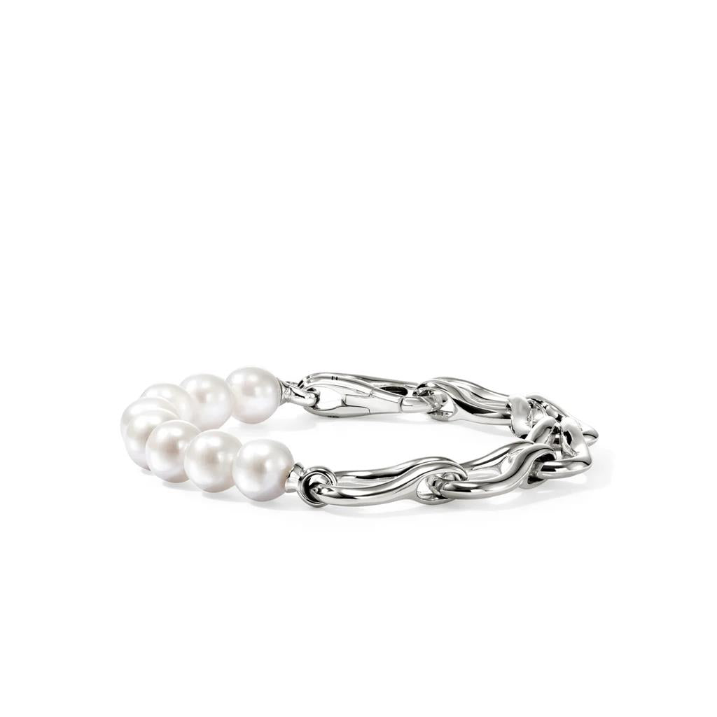 Sterling Silver & Freshwater Pearl Surf Link Bracelet