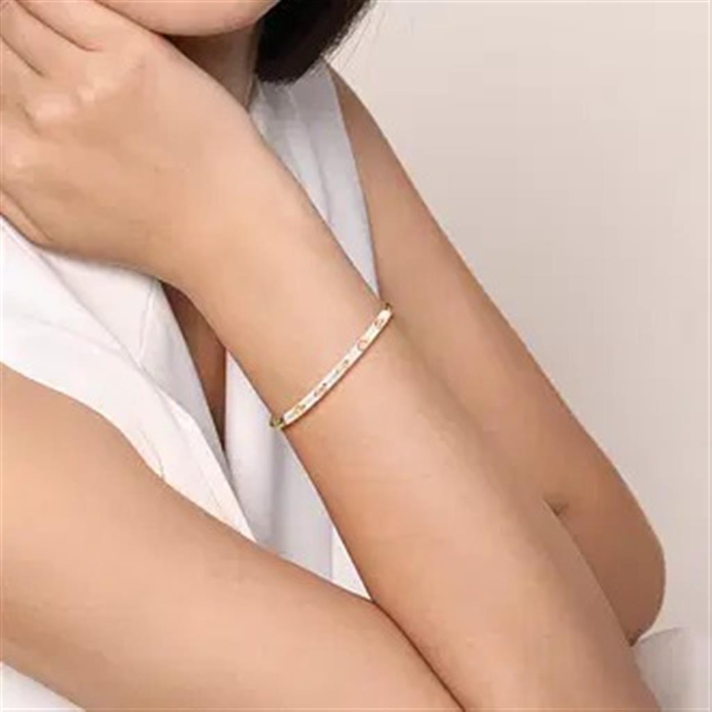 14K Yellow Gold Bujukan Beads and Diamond Split Bangle with White Enamel BG4971E9Y45JJ