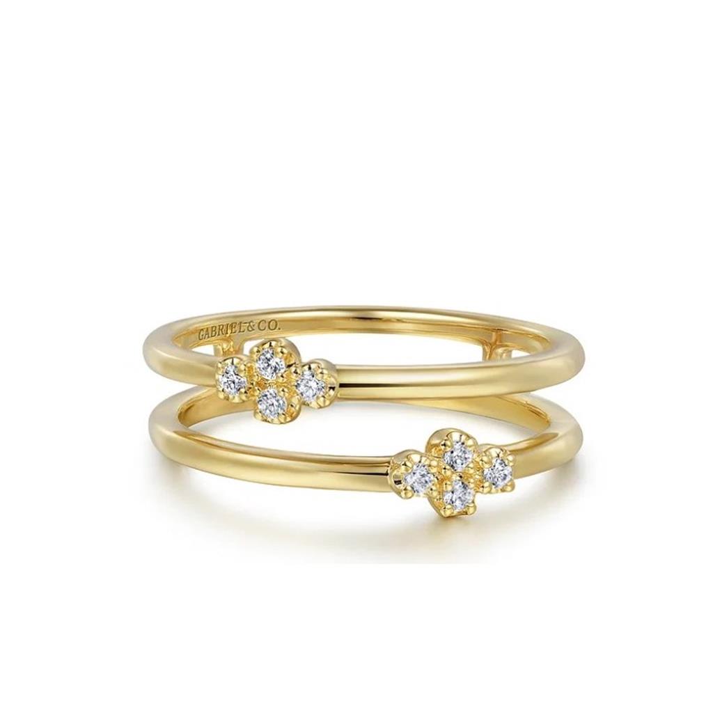 14K Yellow Gold Diamond Easy Stackable Ring