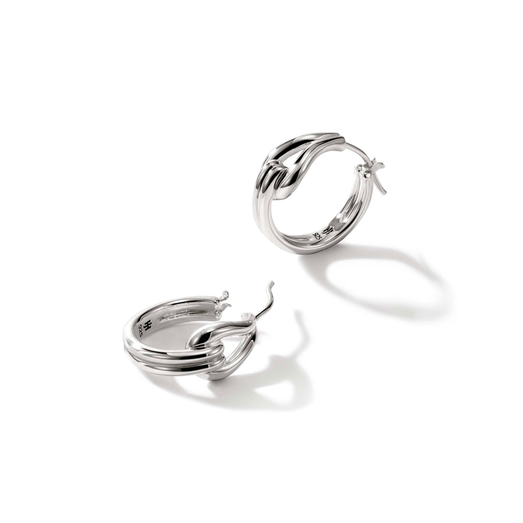 Sterling Silver 18.5mm Surf Huggie Earrings