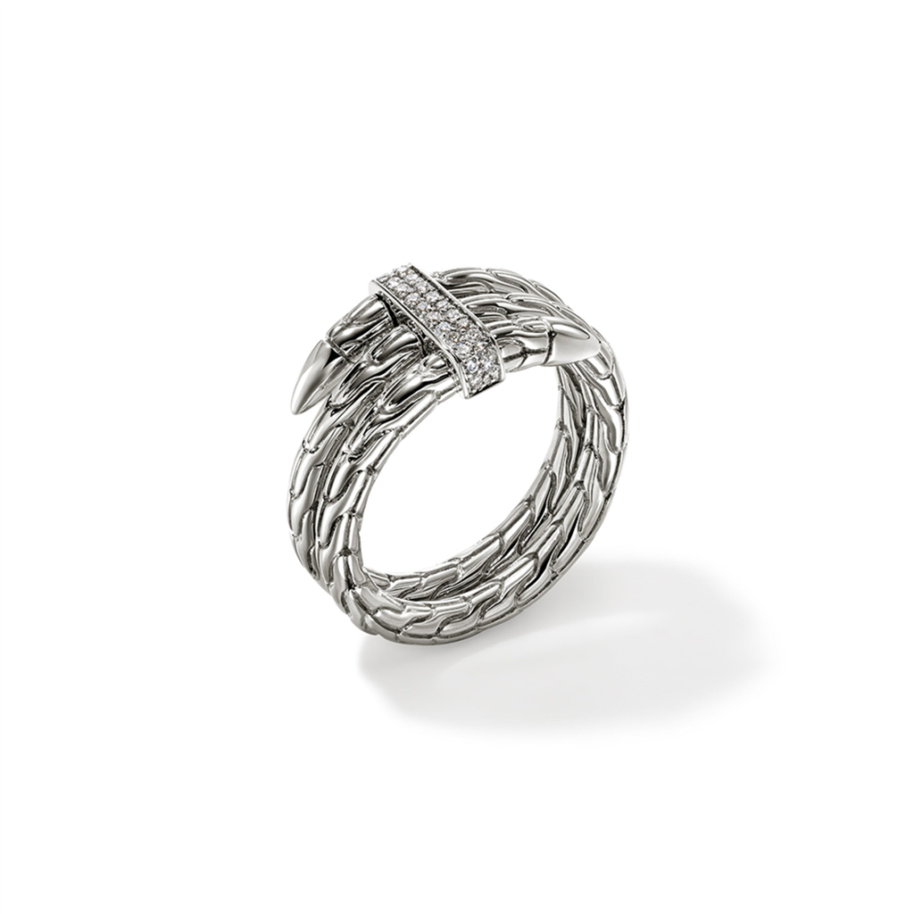Sterling Silver Spear Diamond Pave Double Wrap Ring RBP986812DIX7