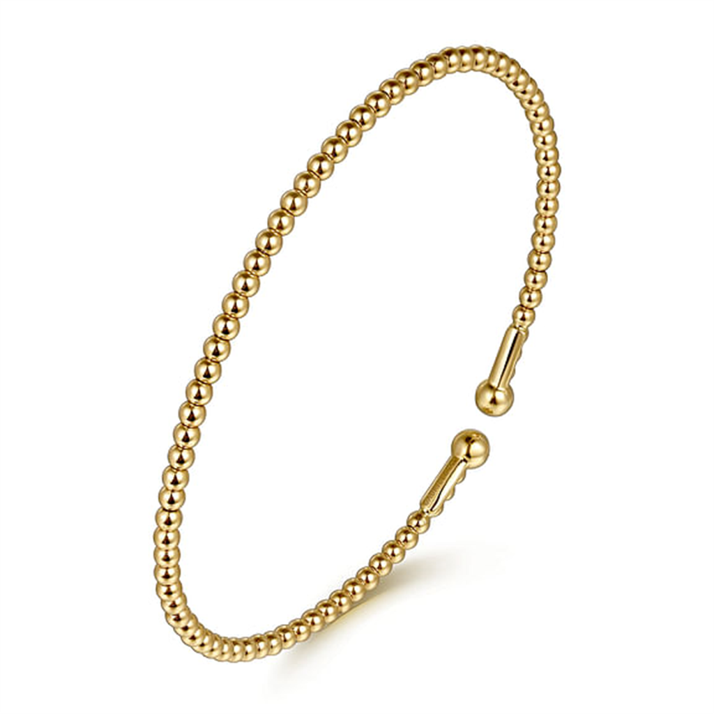 Split 14K Yellow Gold Beaded Bujukan Bangle
