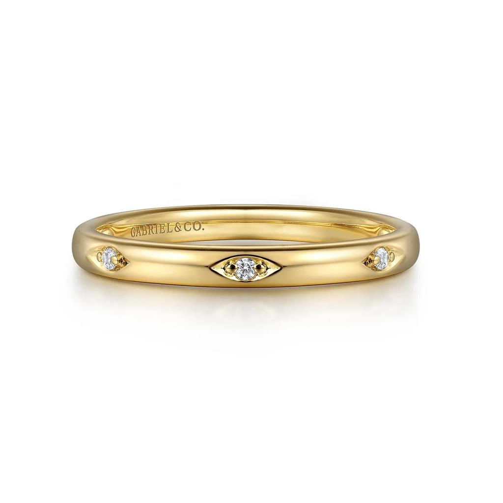 14K Yellow Gold Diamond Station Ring