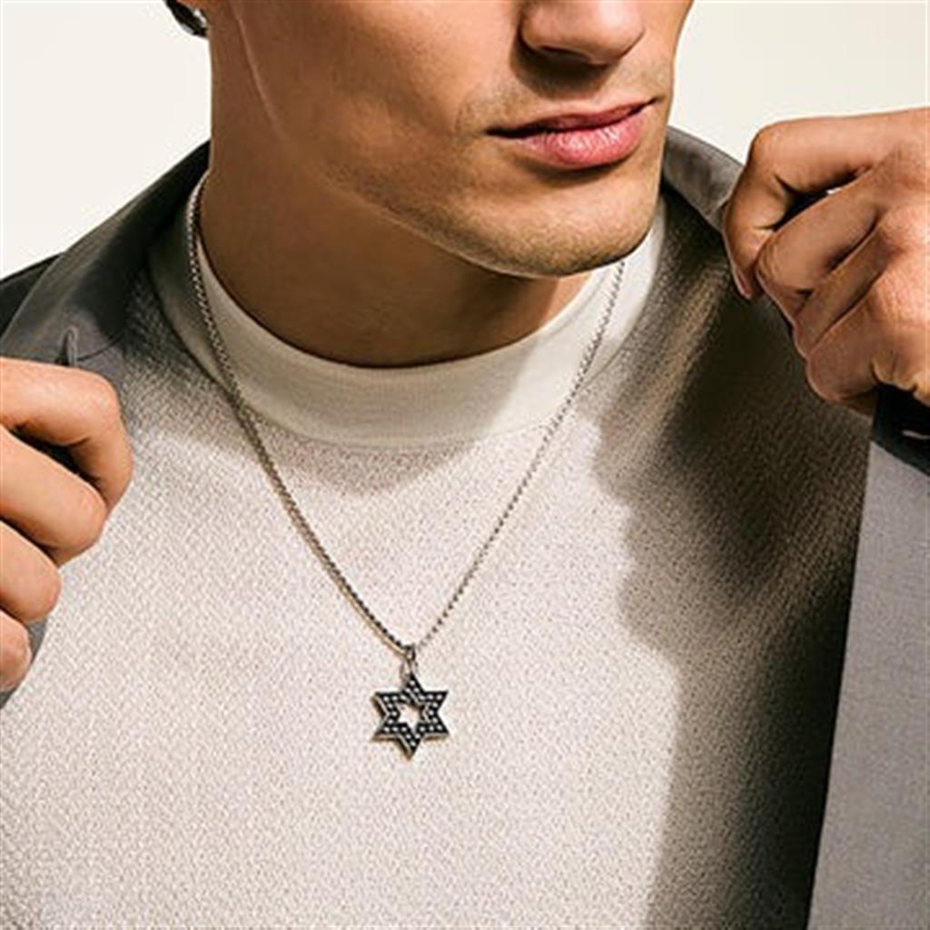 Nailhead Star of David Pendant, Sterling Silver NM30180X22
