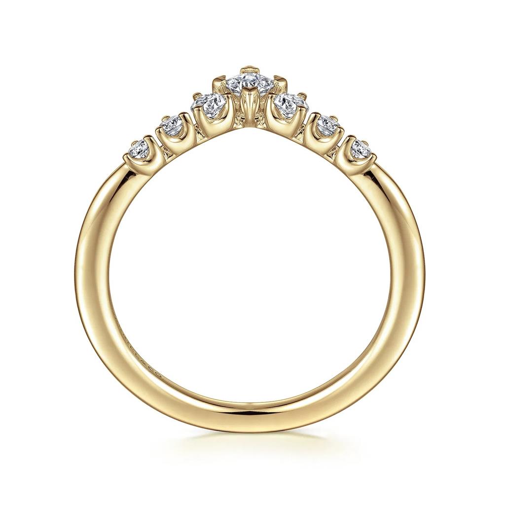 14K Yellow Gold Curved Diamond Anniversary Band