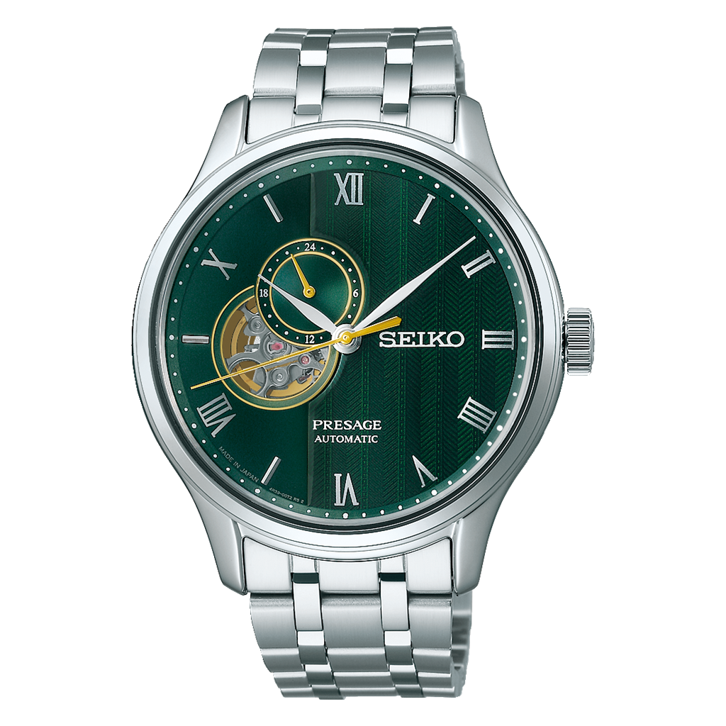 Seiko Presage Japanese Garden Green Dial Open-Heart Automatic Watch – Model SSA463