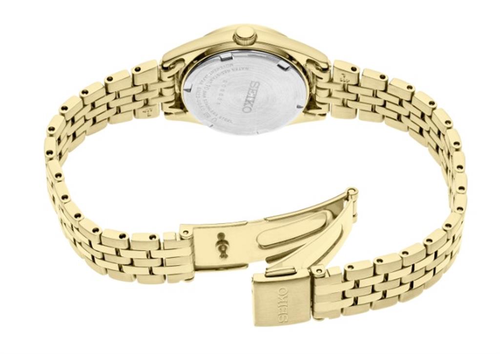 Yellow Stainless Steel White Arabic Dial Essentials Seiko Watch SUR440