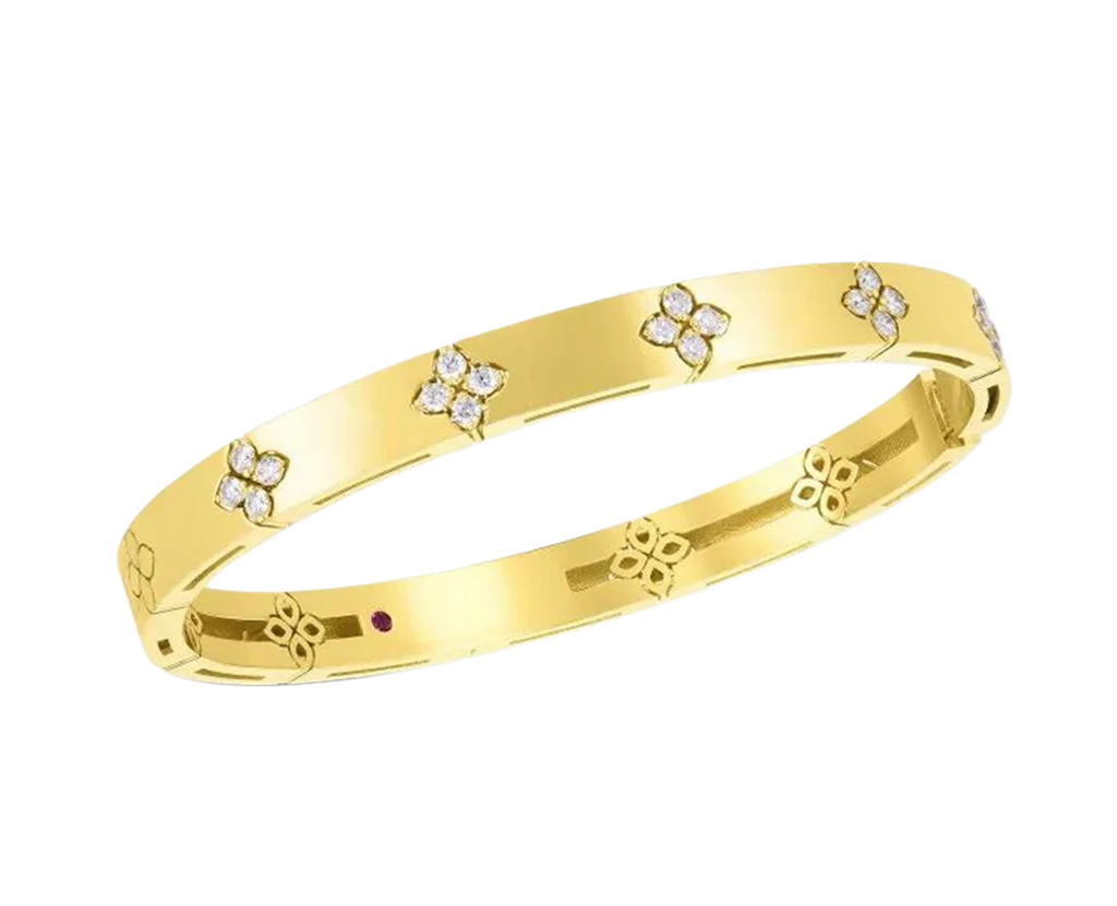 18kt Yellow Gold 'Love in Verona' Bangle Bracelet with Diamonds