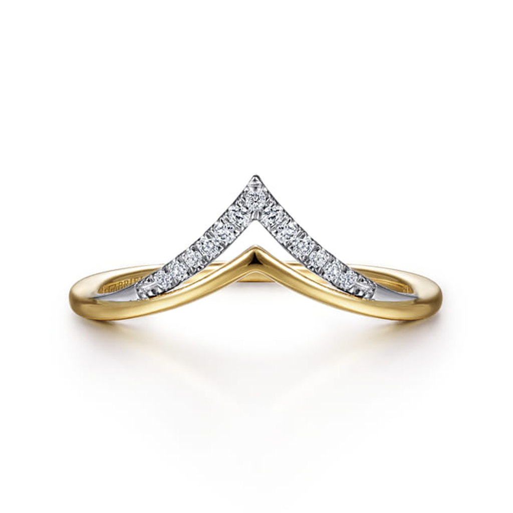 14kt Two-Tone Gold Diamond Chevron Ring (0.06ct, Size 6.5, Style #LR51826M45JJ)