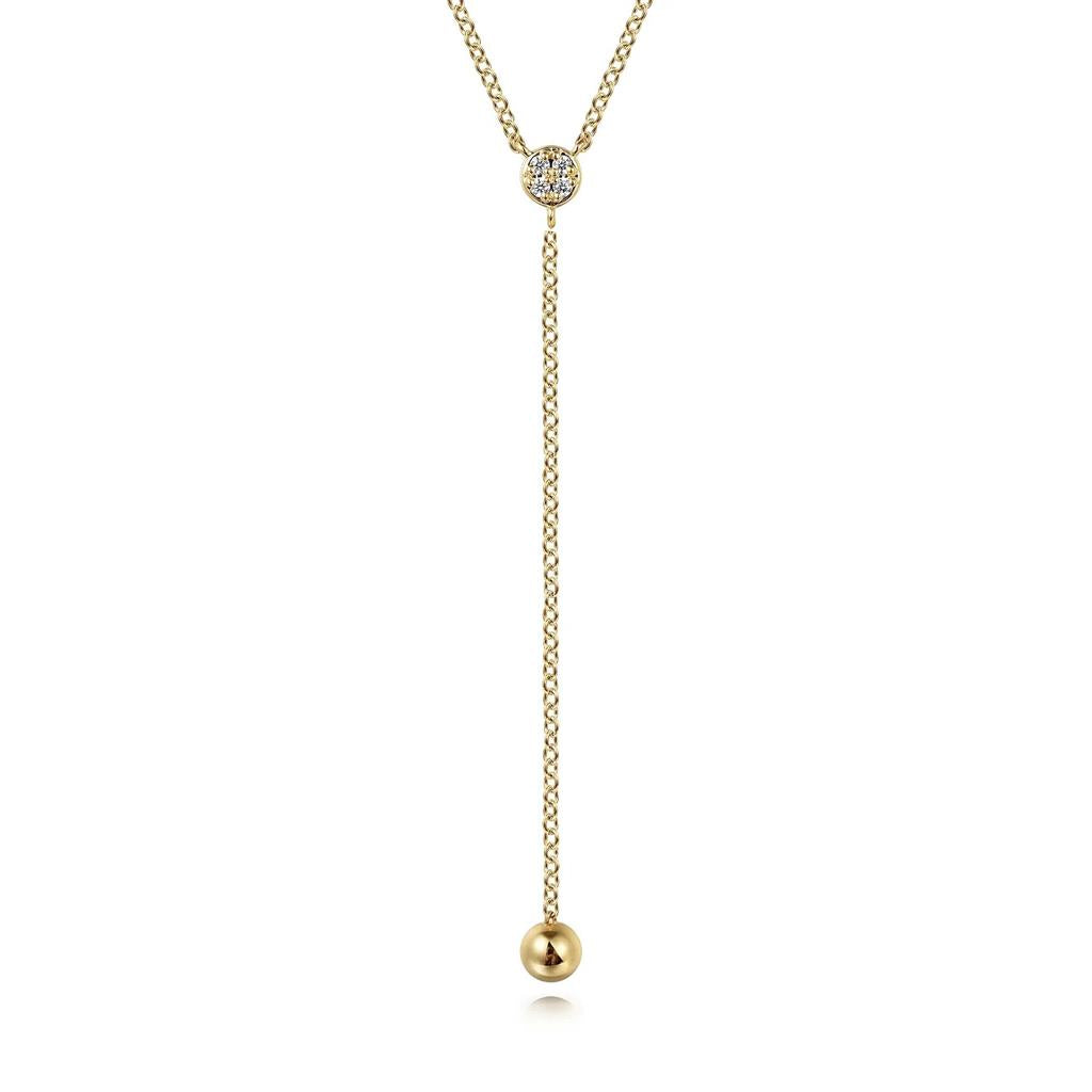 14kt Yellow Gold Diamond Y-Knot Necklace