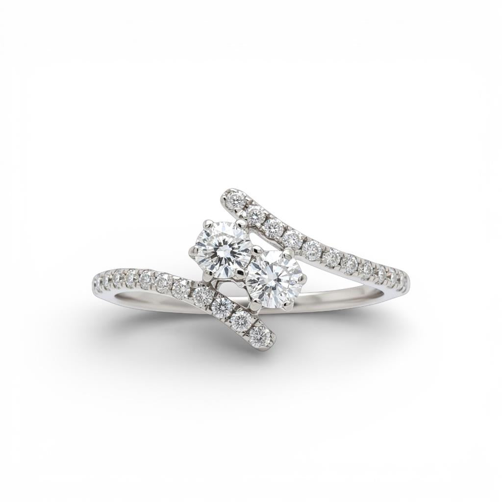 14kt White Gold 0.50ct Diamond Bypass Ring