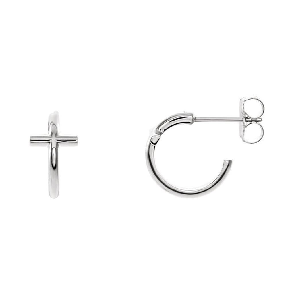 Sterling Silver Cross J Hoop Earrings