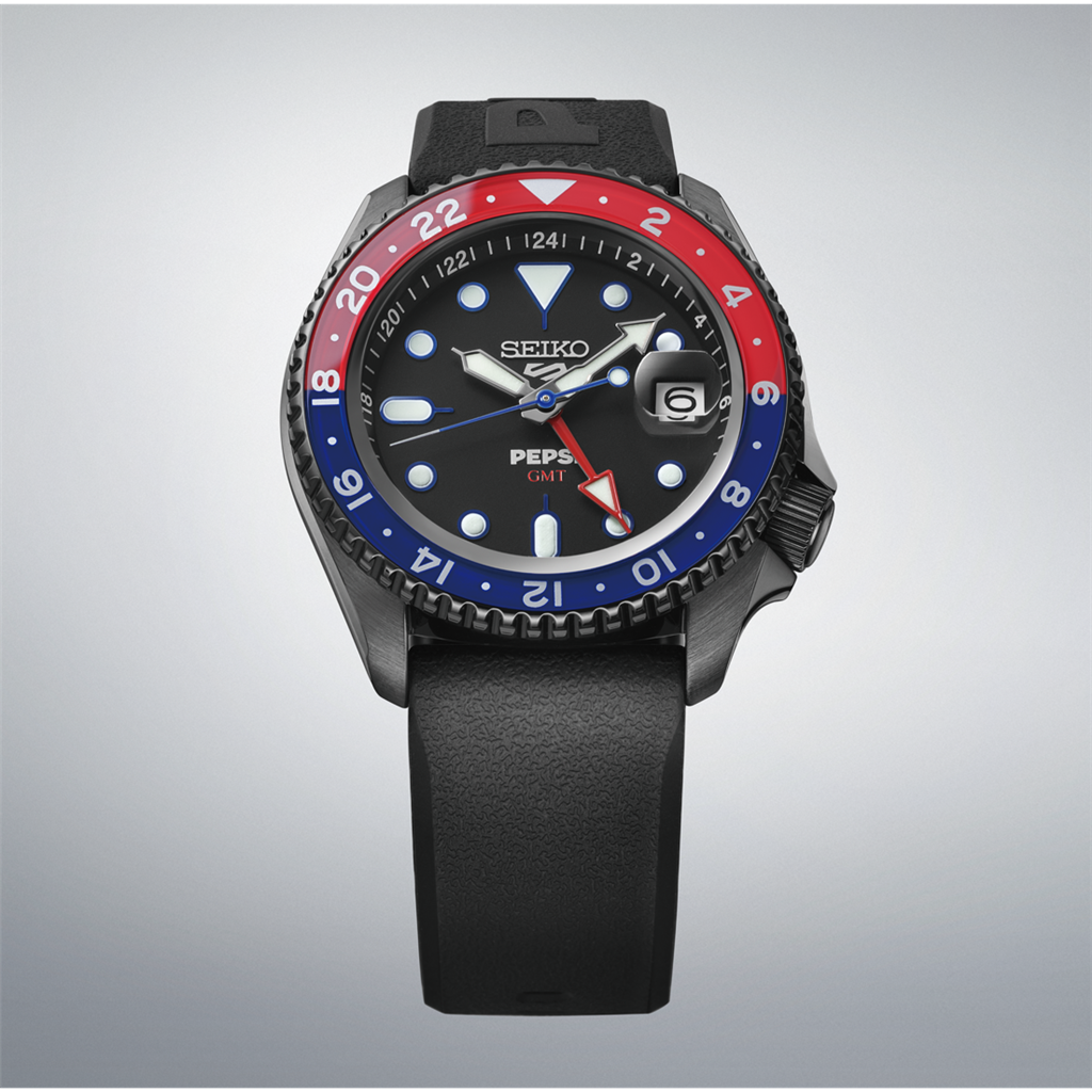 Seiko 5 Sports SSK047 “Pepsi GMT” Limited Edition Stainless Steel Black Dial Automatic Watch