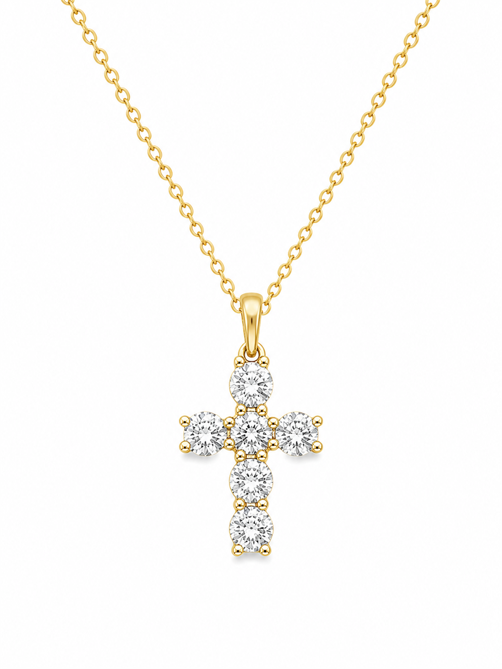 14K Yellow Gold Diamond Cross Pendant | 1.65ct