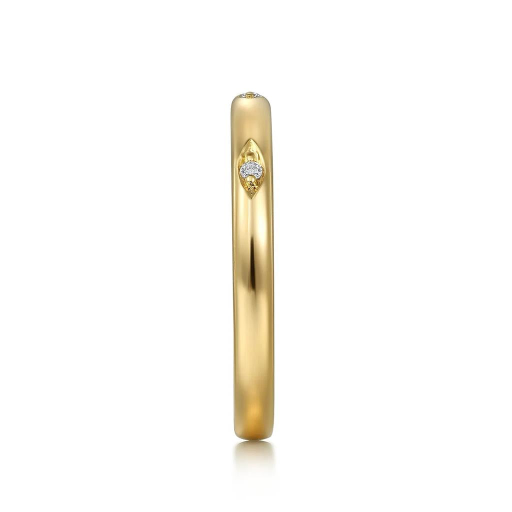 14K Yellow Gold Diamond Station Ring
