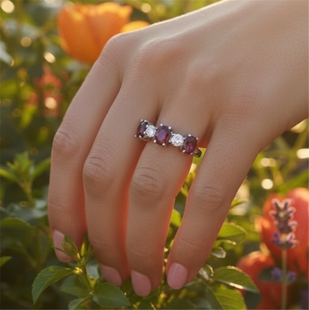 14Kt White Gold Ruby And Diamond Fashion Ring