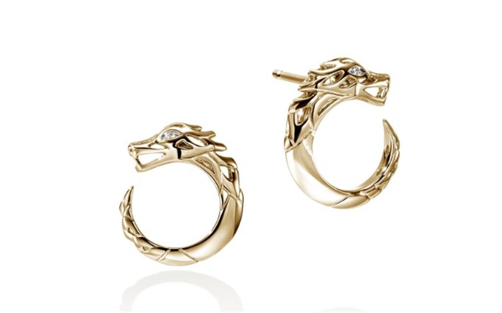 14kt Yellow Gold Diamond Naga Earrings