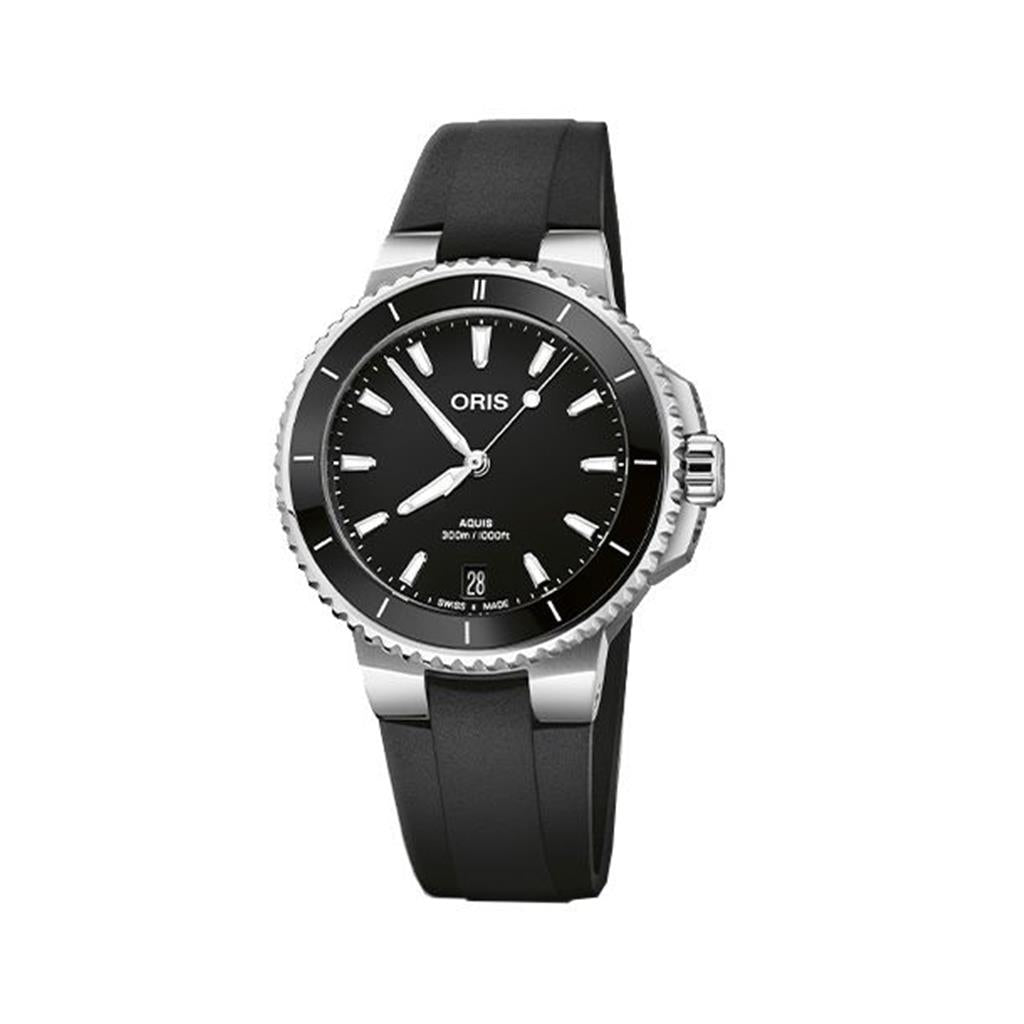 Oris Aquis Date Black Dial Black Rubber Strap Watch 36.5mm - 01 733 7792 4154-07 4 19 64FC