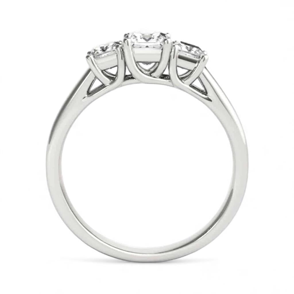 14KT White Gold 3-Stone Princess Cut Diamond Engagement Ring