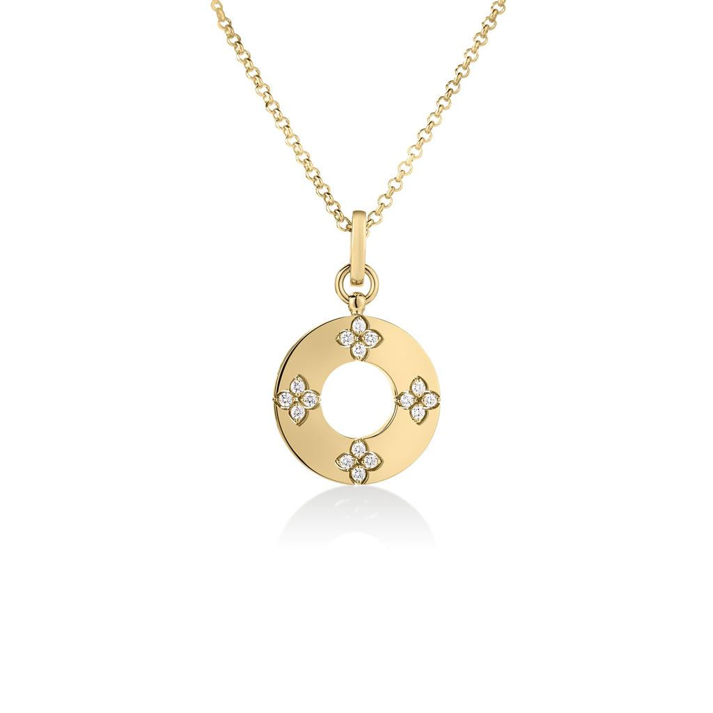 Love in Verona 18K Yellow Gold Diamond Flower Circle Necklace