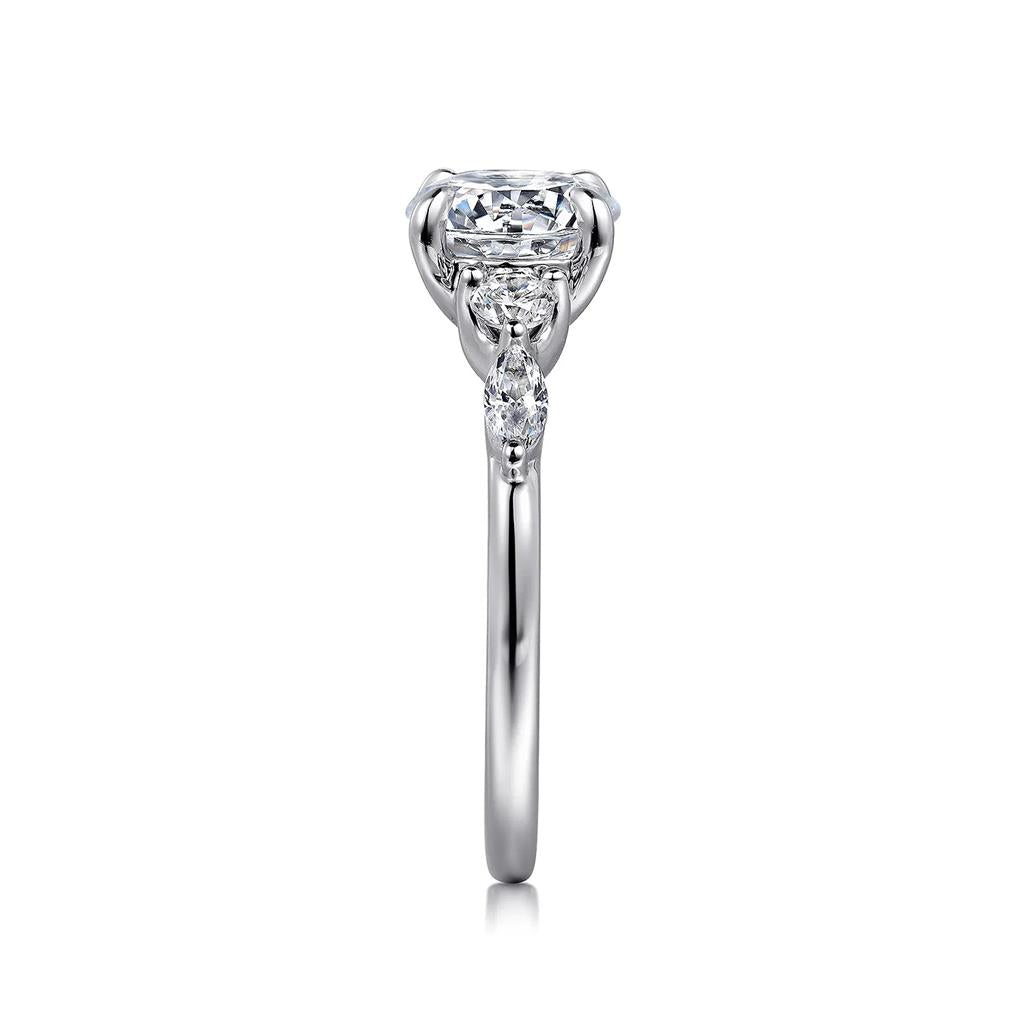 14kt White Gold 5-Stone Diamond Semi-Mounting - side view