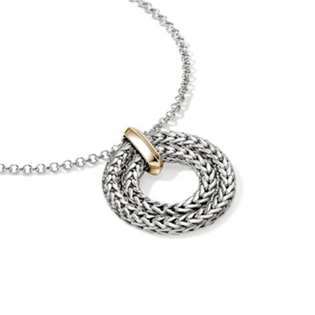 Sterling Silver & 14kt Yellow Gold 2mm Icon Link Pendant Necklace